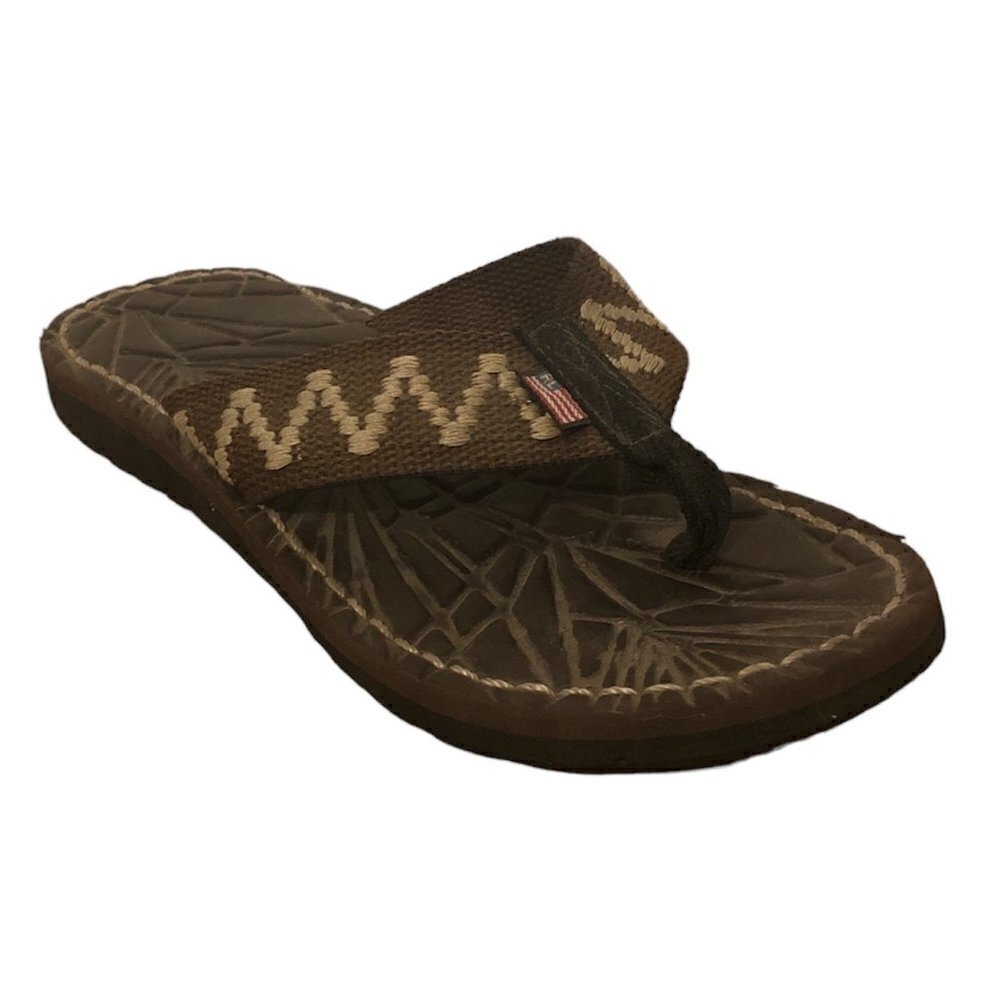 RALPH LAUREN Flip Flop Sandals Men's Size 6 Brown Flag Tag - Picture 13 of 13
